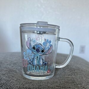 NWOT Stitch Ohana Clear Mug with Lid